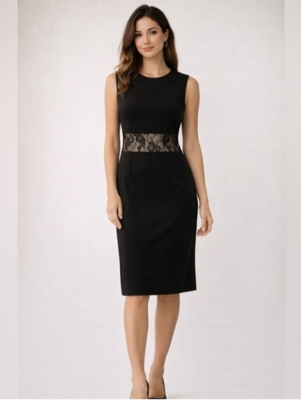 White House Black Market Black Dress with Lace Detail